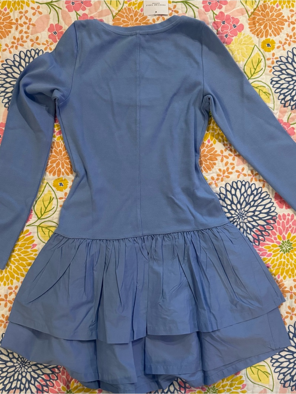 NWT medium American Eagle Scoop Neck Knit Ruffle Mini Dress - Picture 3 of 4
